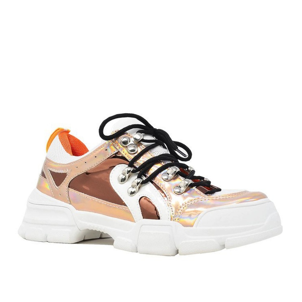 🔥 Chase & Chloe Champagne FASHION Sneakers Beautiful!!  🆕🆕 BRAND NEW!